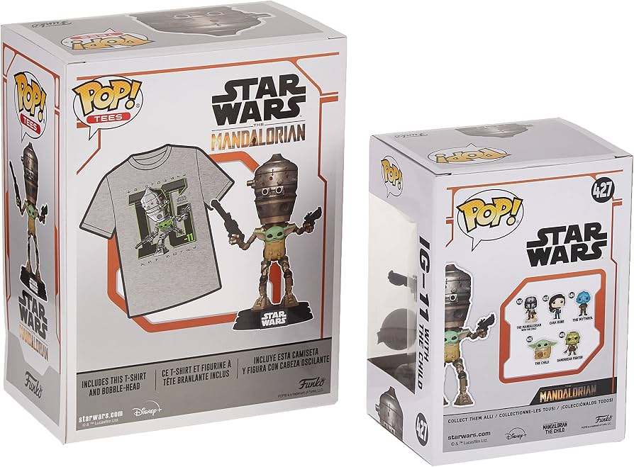 Funko Pop! Tees Star Wars The Mandalorian IG-11 Child in Satchel - Size XL