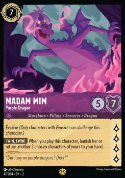 Lorcana - Madam Mim - Purple Dragon - 47/204 - Rise of the Floodborn - Legendary