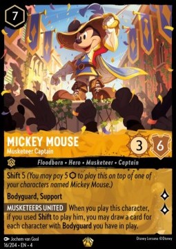 Lorcana - Mickey Mouse - Musketeer Captain - 16/204 - Ursula's Return - Legendary