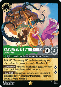 Lorcana - Rapunzel & Flynn Rider - Unlikely Pair - 100/207 - Attack of the Vines - Legendary