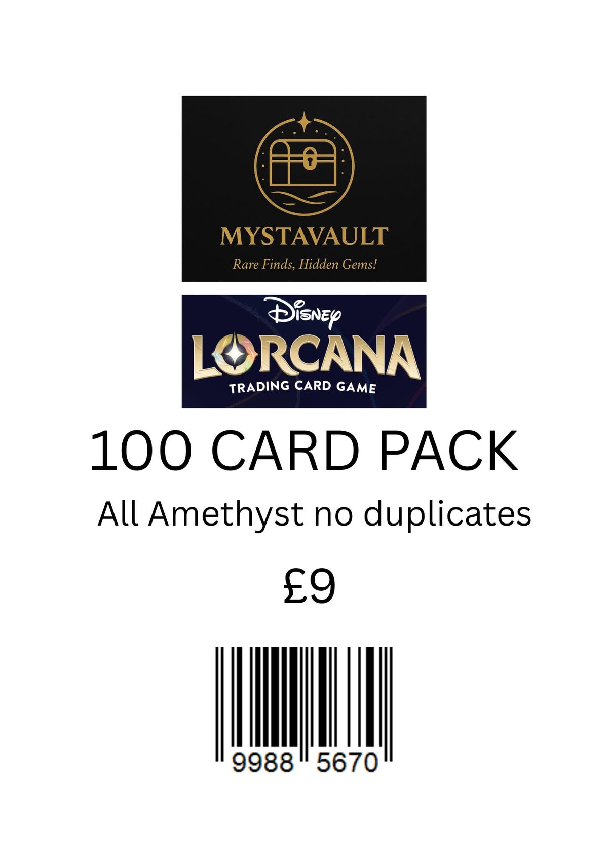 Lorcana Mystery Pack 100 CARD AMETHYST PACK