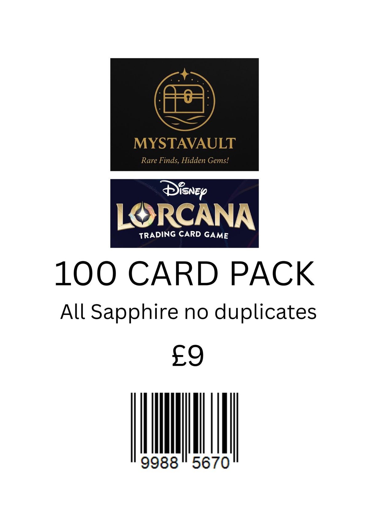 Lorcana Mystery Pack 100 CARD SAPPHIRE PACK