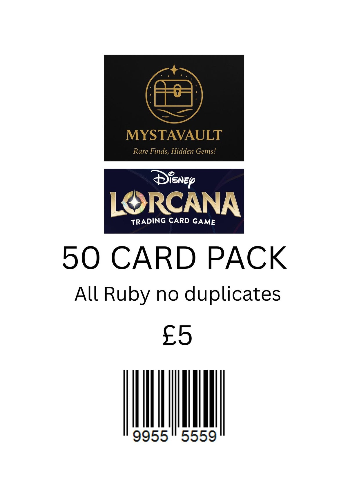 Lorcana Mystery Pack 50 CARD RUBY PACK