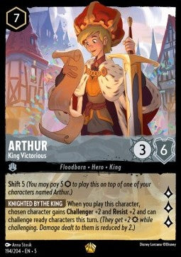 Lorcana - Arthur - King Victorious - 194/204 - Shimmering Skies - Legendary