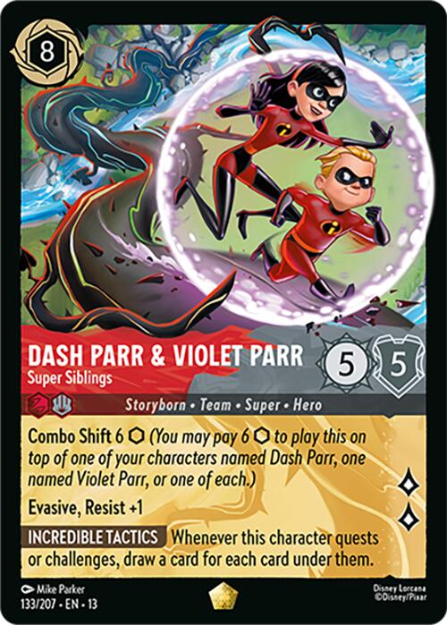 Lorcana - Dash Parr & Violet Parr - Super Siblings - 133/207 - Attack of the Vines - Legendary