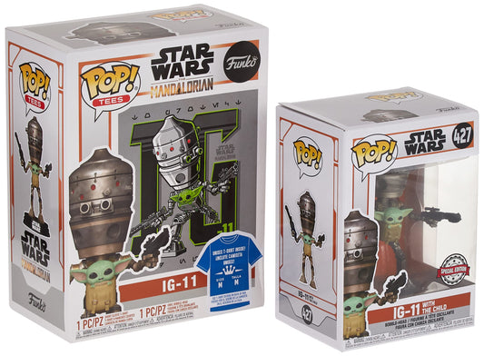 Funko Pop! Tees Star Wars The Mandalorian IG-11 Child in Satchel - Size XL
