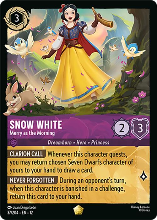 Lorcana - Snow White - Merry in the Morning - 37/204 - Wilds Unknown - Legendary