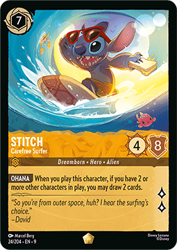 Lorcana - Stitch - Carefree Surfer - 24/204 - Fabled - Legendary