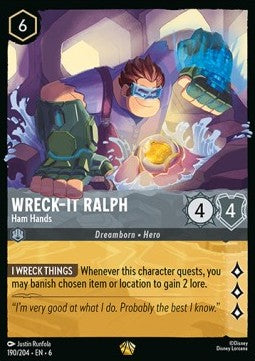 Lorcana - Wreck It Ralph - Ham Hands - 190/204 - Azurite Sea - Legendary FOIL